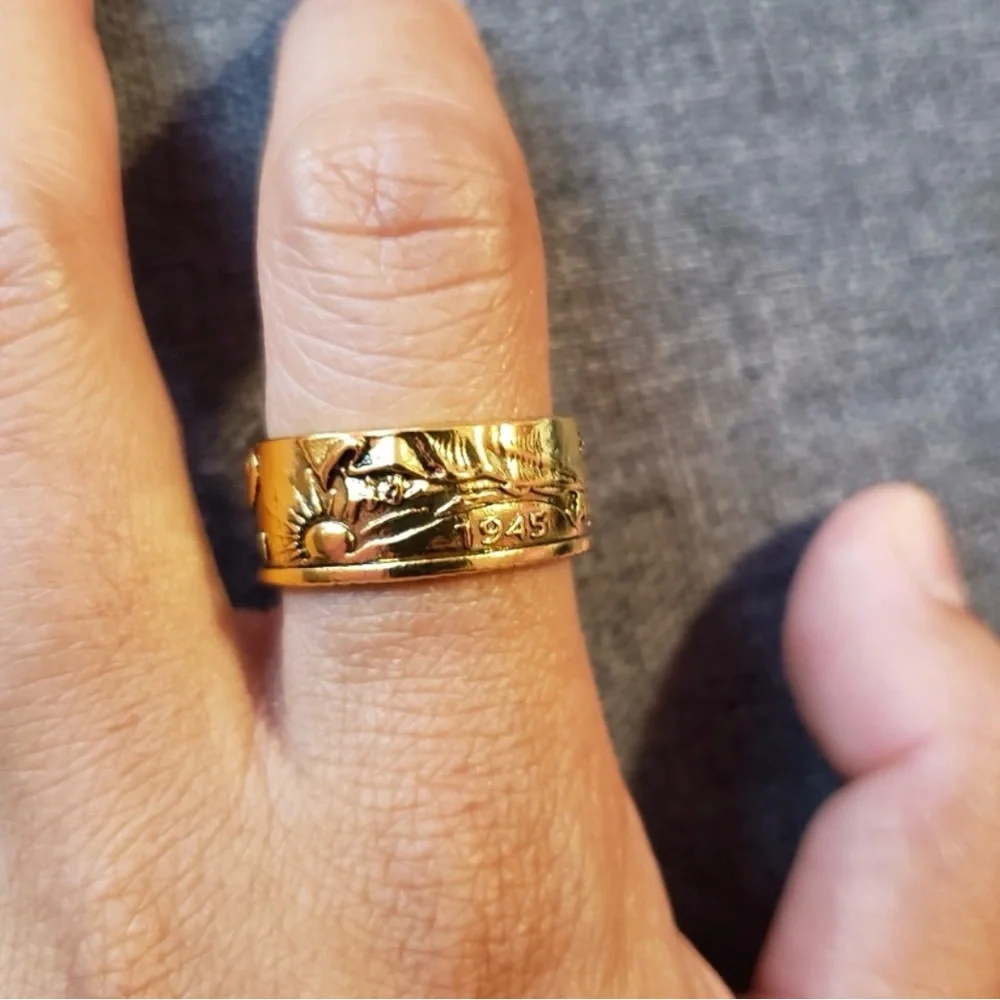 Brand New Vintage Golden Half Dollar Coin Ring